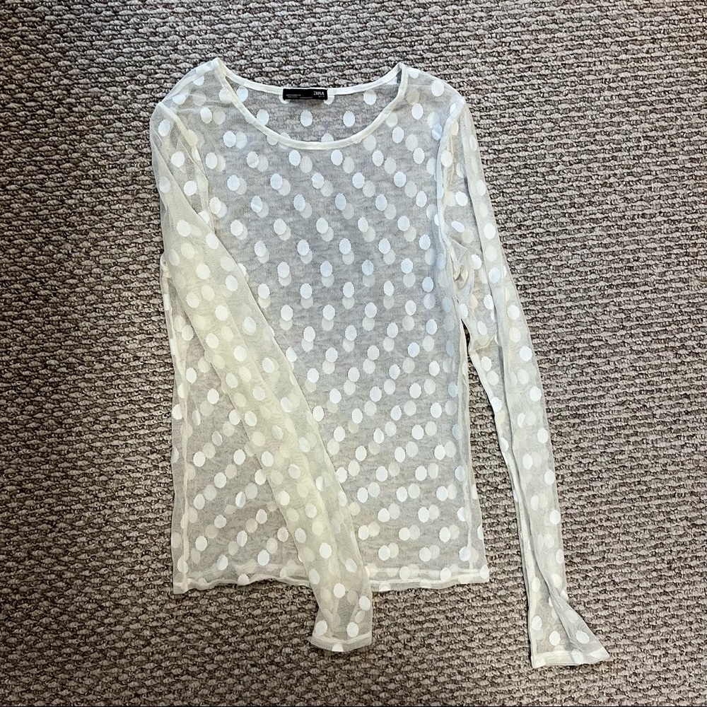 ZARA sheer poka dot top
